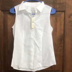 Talbots White Sleeveless Blouse P
