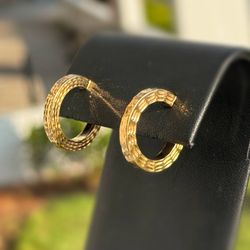 Jewelry 14k hollow yellow gold round hoop earrings 2.50g