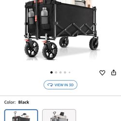 Brand new folding wagon. This wagon has large wheels for any terrain. This wagon can carry up to 220lbs. 