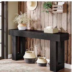 63 inch Farmhouse wooden long Console table black new