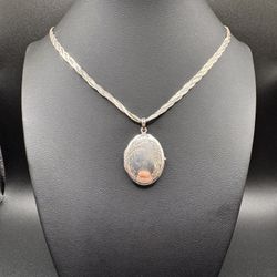 Sterling Silver Oval Locket & Necklace
