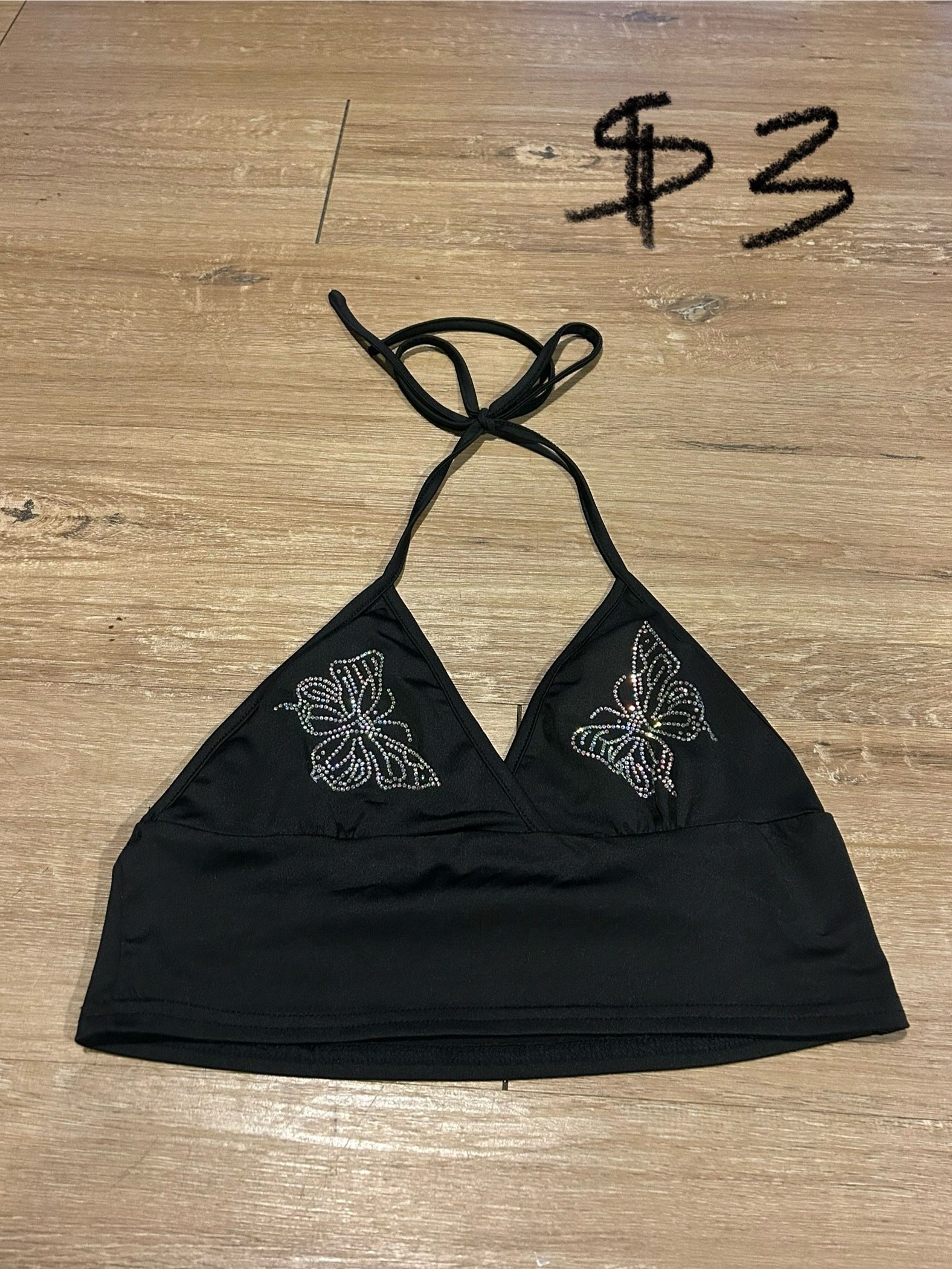 rhinestone butterfly halter top