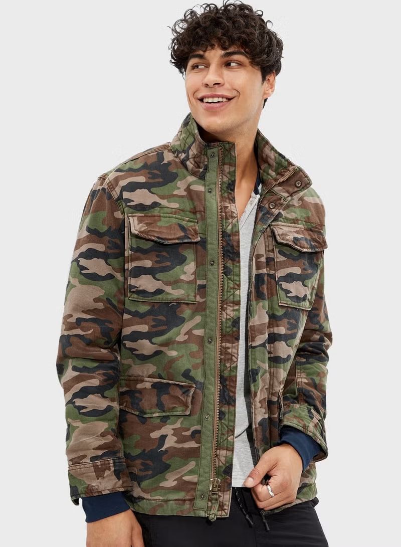 American Eagle Sherpa Lined Camo Military Jacket Size M