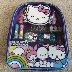 Hello Kitty and Friends- Makeup Filled Backpack Set Including Lip Gloss, Nail Polish, Nail Stickers and Other Accessories, Ages 3+ for Parties, Sleepo