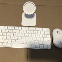 Apple Magic Keyboard, Logi Mouse And iPhone Charger Stand 