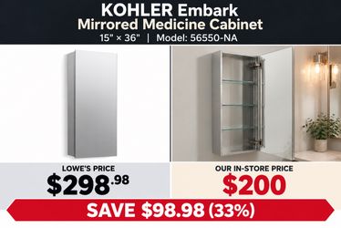 KOHLER Embark 15" × 36" Slow-Close Mirrored Medicine Cabinet