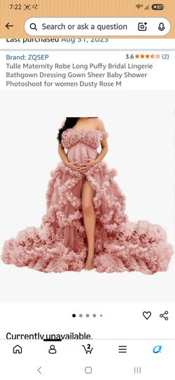 ZQSEP Tulle Maternity Robe Dusty Rose Size M