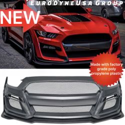 Ford Mustang Gt Gt500 Front Bumper Complete Assembly Black And Carbon Style Trims Available Fits All 15-17 