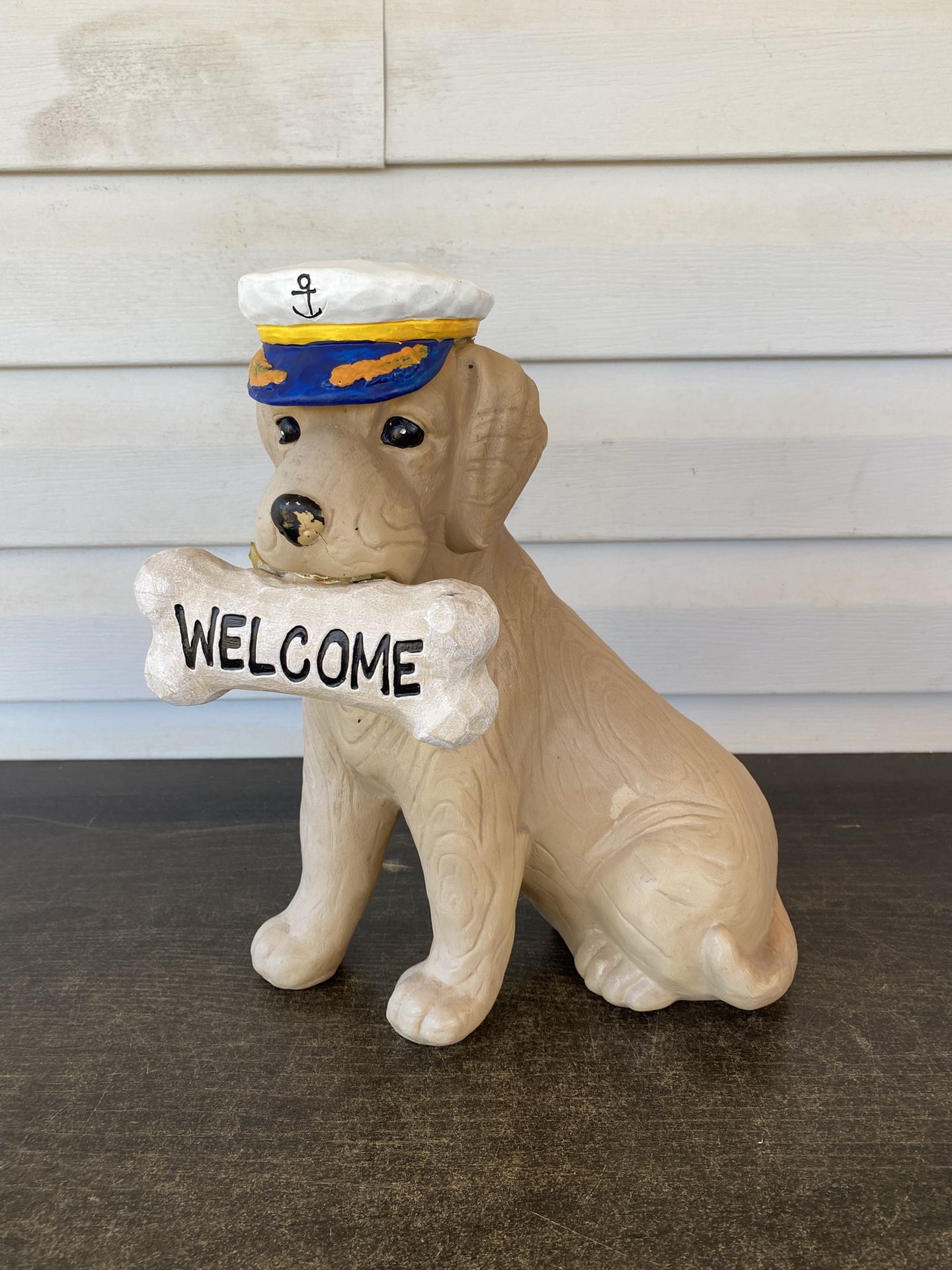 Vintage Golden Retriever Sailor Statue With Captain's Hat Excel