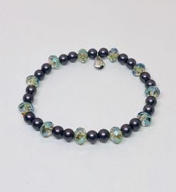 Roman Company bracelet with aurora borealis crystals and faux pearls