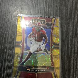 2023 Select Jahmyr Gibbs Rookie Football Card Gold Lazer Prizm Parallel SP Detroit Lions Rising Star 