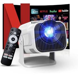 4K Projector with Wifi and Bluetooth, 1080P Native Mini Projector Portable, One-Click Use Built-in NetfIix/YouTube/PrimeVideo/D+, Smart Home Outdoor P