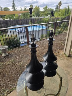 BLACK TABLE LAMPS WITH LAMP SHADES MATCHING SET