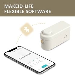 MakeID Label Maker Thermal Printer with 1 Roll Bluetooth for Android iPhone