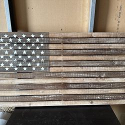 Large Wooden American Flag Rustic Wall Decor 