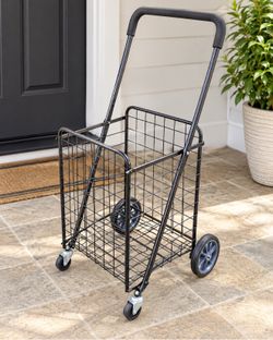 Sturdy Rolling Shopping Cart with 4 Wheels