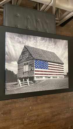 Patriotic 24” x 30” American Flag Barn Canvas Wall Art