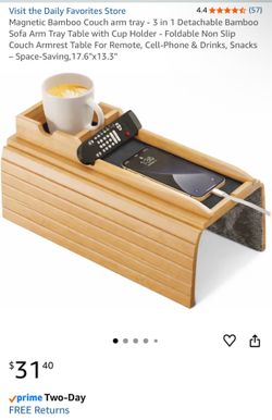 Couch bamboo arm tray