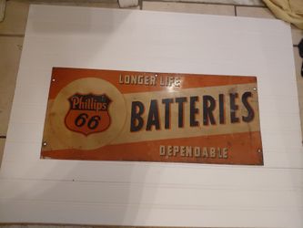 Phillips 66 Batteries Vintage Metal Sign