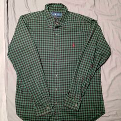 Ralph Lauren Polo Casual Long Sleeve Dress Shirt Green Medium 