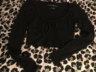 Aéropostale Black Ribbed Crop Top Size S