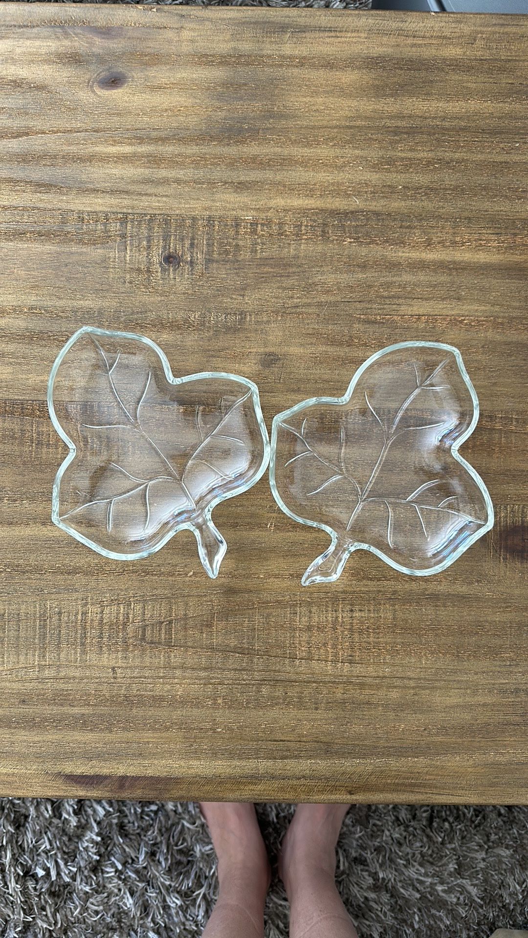 Vintage Leaf Clear Glass Dish Set