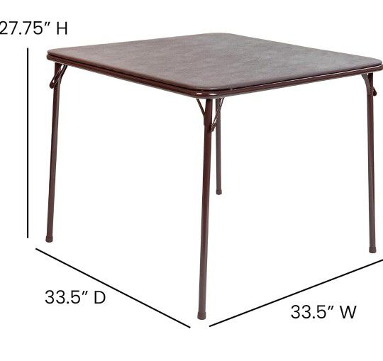 33.5" Square Folding Multipurpose Card Table with Padded Vinyl Top, Portable Folding Game Table for 4 Players, Brown