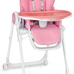 High Chair for Babies & Toddlers, Foldable Highchair with Adjustable Backrest/Footrest/Seat Height, Double Removable Trays, Detachable Seat Cushion, 4
