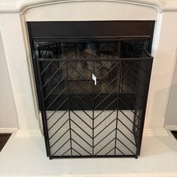 Fireplace Screen with Chevron Pattern