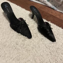 Dani Black Faux Hair Heels