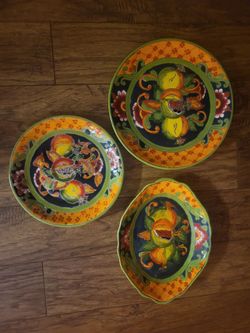 Set Of 3 Heavy Thick Ceramic Plates
