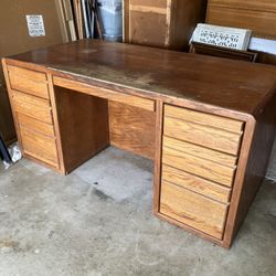 7 Drawer Office Desk Work Bench Solid Wood