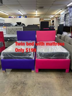 Twin bed with mattress