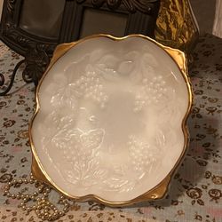Decorative Bowl Milk Glass 