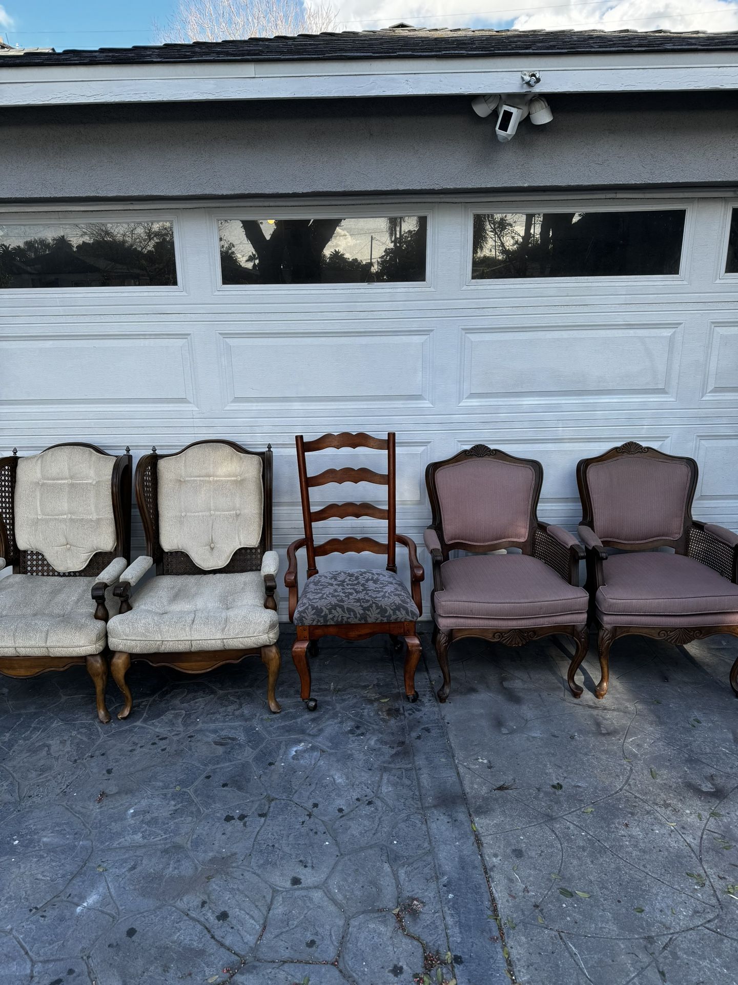 2 pairs antique Wingback Victoria Lounge  beige arm chairs  & Chateau d'Ax Milano Louis XV  Accent rose  $75 ea. 