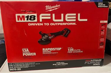 Milwaukee fuel  Cordless 4-1/2 in./6 in. Braking Grinder w/Paddle Switch & Two XC 8.0 Ah Battery