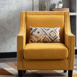 2 Accent Chairs Set In Mustard Color