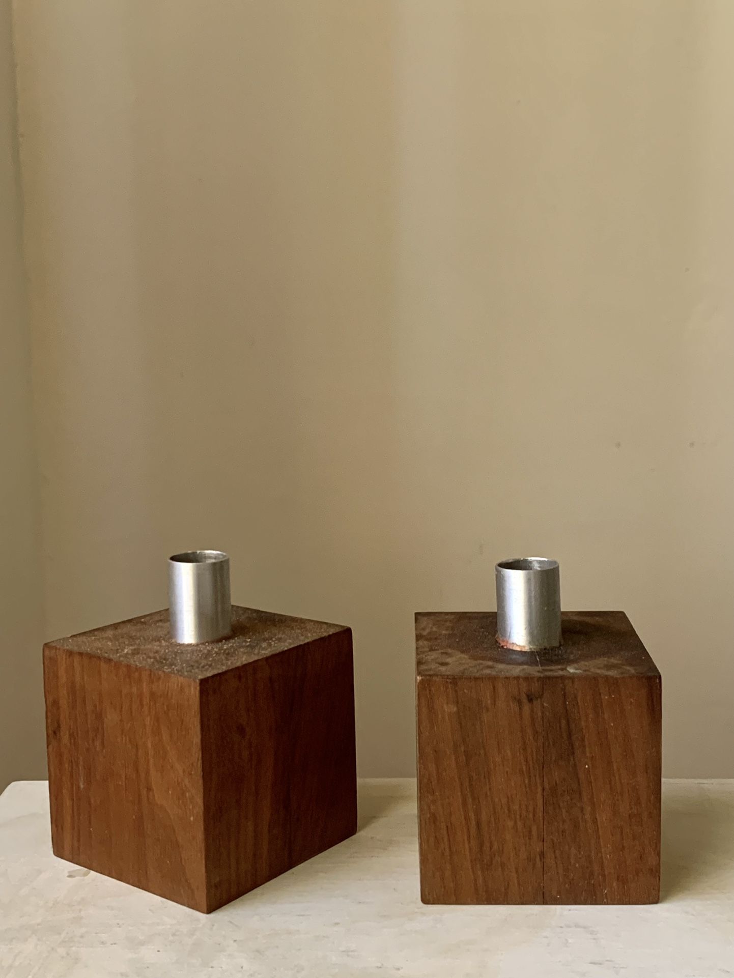 Midcentury Mcm Vintage Candleholder Candelabra Scandinavian Modernist Minimalist Wood Teak