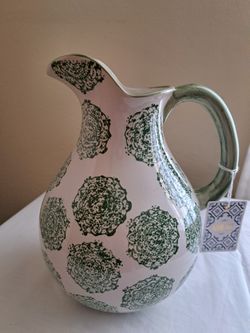 Decorative White And Green Jar