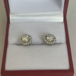 Diamond Halo Earrings 
