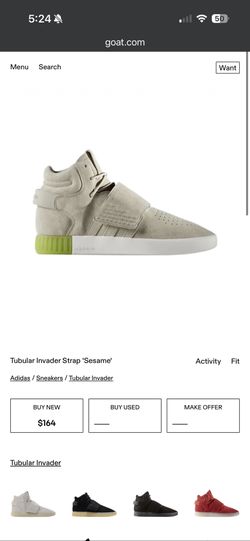 Adidas Tubular Invader Strap “Sesame/White” Size 9