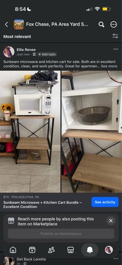 Sunbeam Microwave + Kitchen Cart Bundle – Excellent Condition