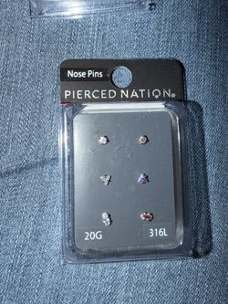 20G Iridescent And Clear Gemstone Nose Pins