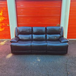 Brown Leather Recliner Couch - Free Delivery