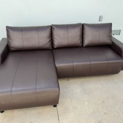Genuine Leather Sofa Dark Brown Great Condition 