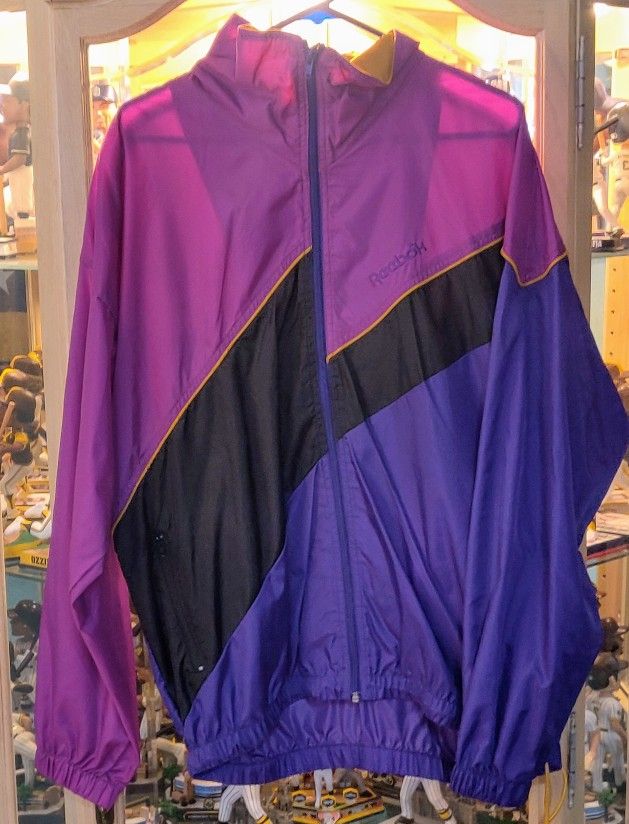 Reebok Throwback Style Windbreaker Jacket Men's Large Lakers Colors