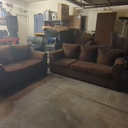 Chocolate brown sofa love seat set