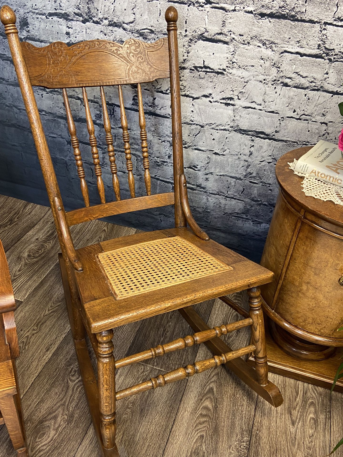 Wooden Cane Rocking Chair