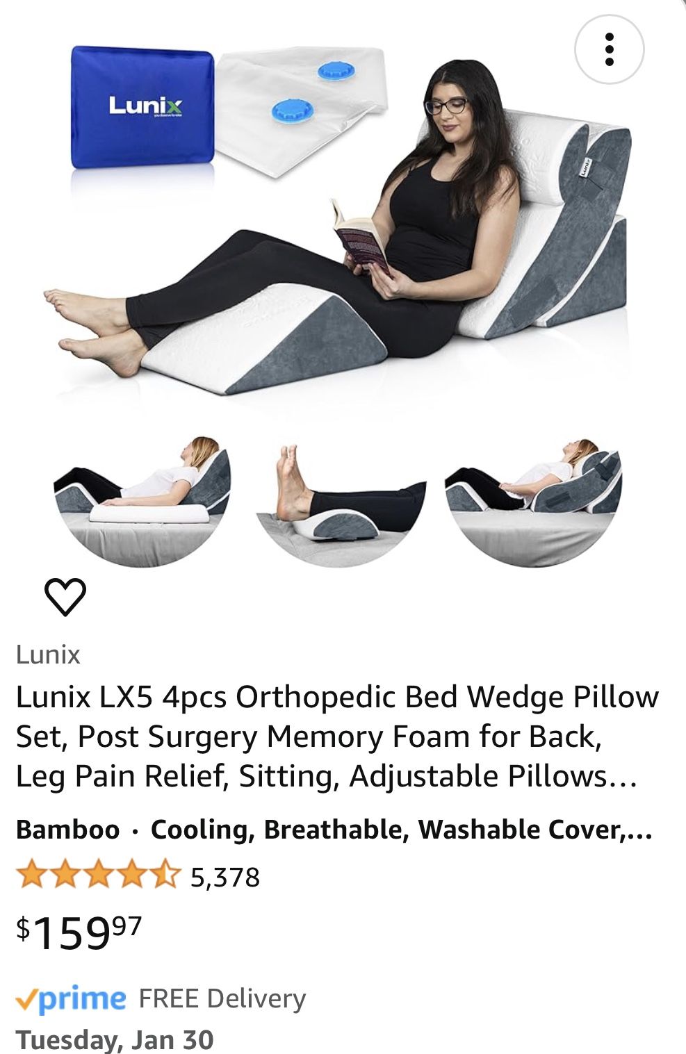 Lunix LX5 4pcs Orthopedic Bed Wedge Pillow Set for Sale in Los Angeles