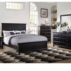 4- Pc Bedroom set Dresser,Mirror  Nightstand (1) Queen size bed frame  Not including Mattress and Box Sp